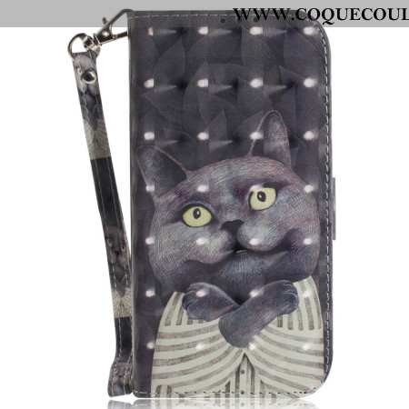 Housse OnePlus Nord 5 5G Chat Gris à Lanière