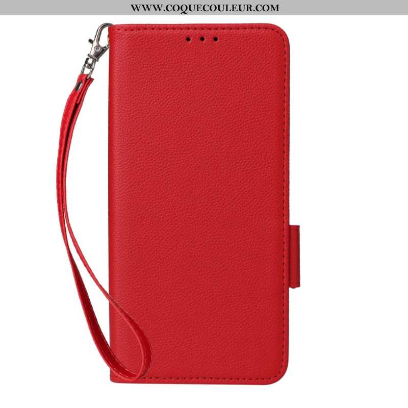 Housse Oppo Find X8 Simili Cuir Litchi à Lanière