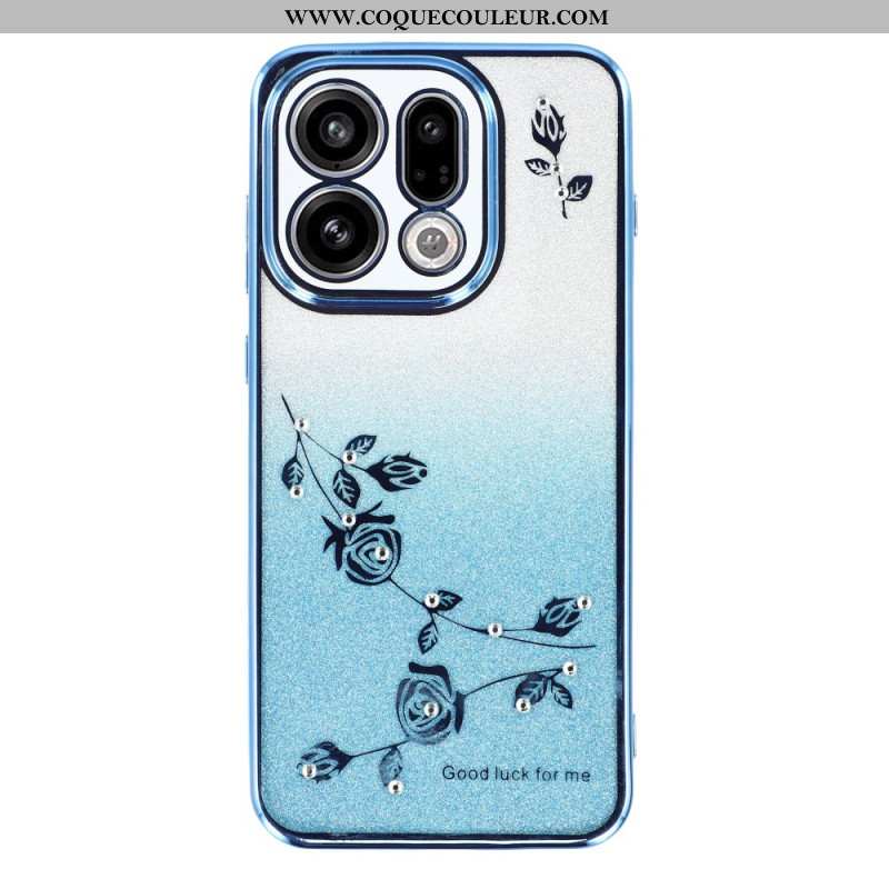 Coque Oppo Find X9 5G Fleurs et Paillettes KADEM