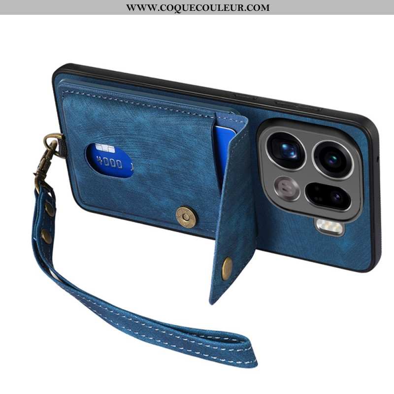 Coque Oppo Find X9 Pro 5G Porte-Cartes et Lanière