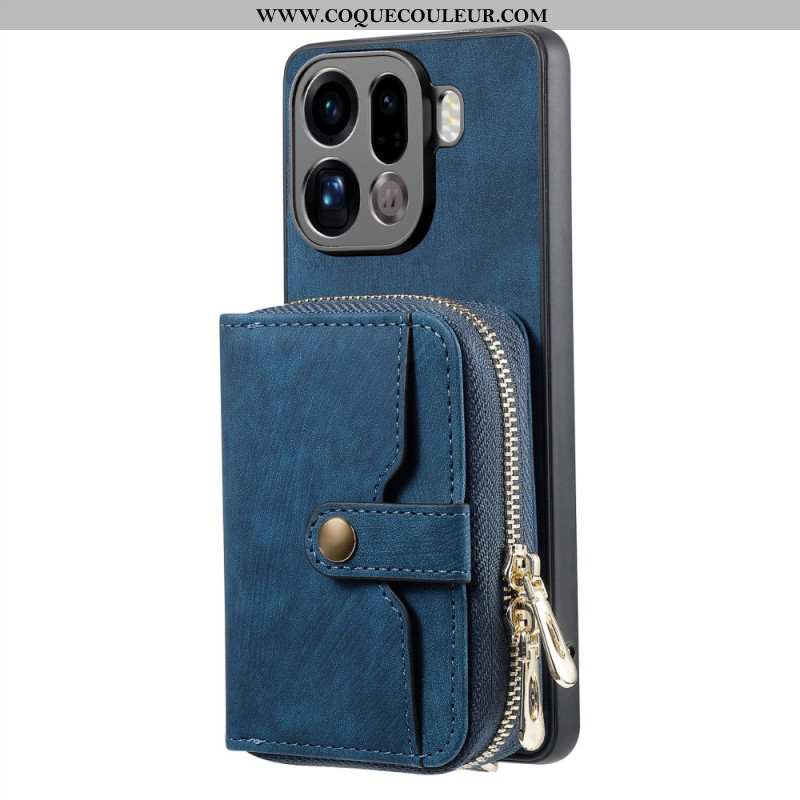 Coque Oppo Find X9 Pro 5G Porte-Cartes Zippé et Bandoulière