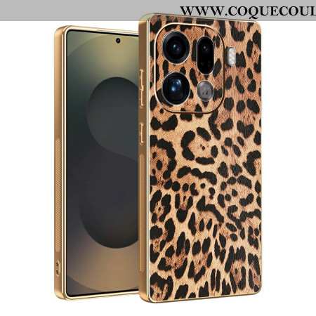 Coque Oppo Find X9 Pro 5G Motif Léopard avec Finition Dorée