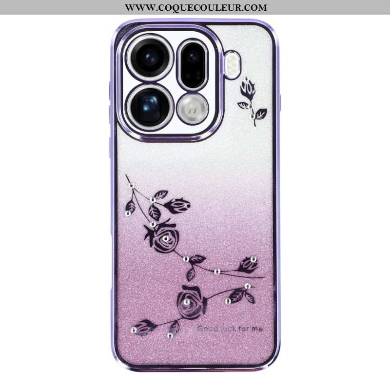 Coque Oppo Find X9 Pro 5G Fleurs et Strass KADEM