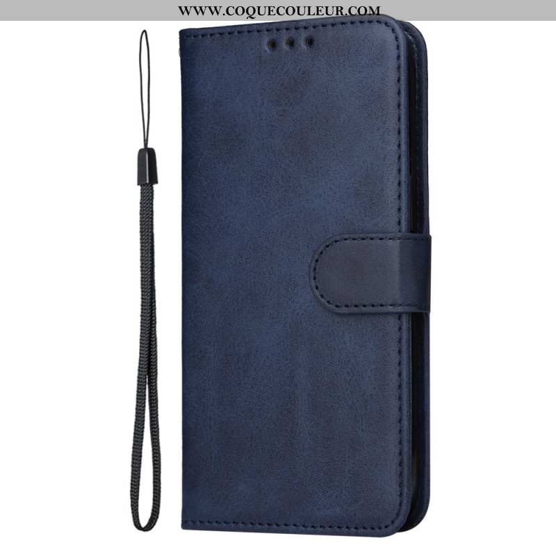 Housse Oppo Reno 13 5G Effet Cuir Uni à Lanière