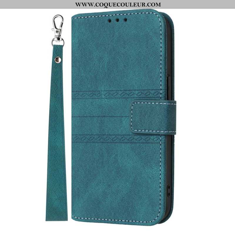 Housse Oppo Reno 13 5G Double Frise à Lanière