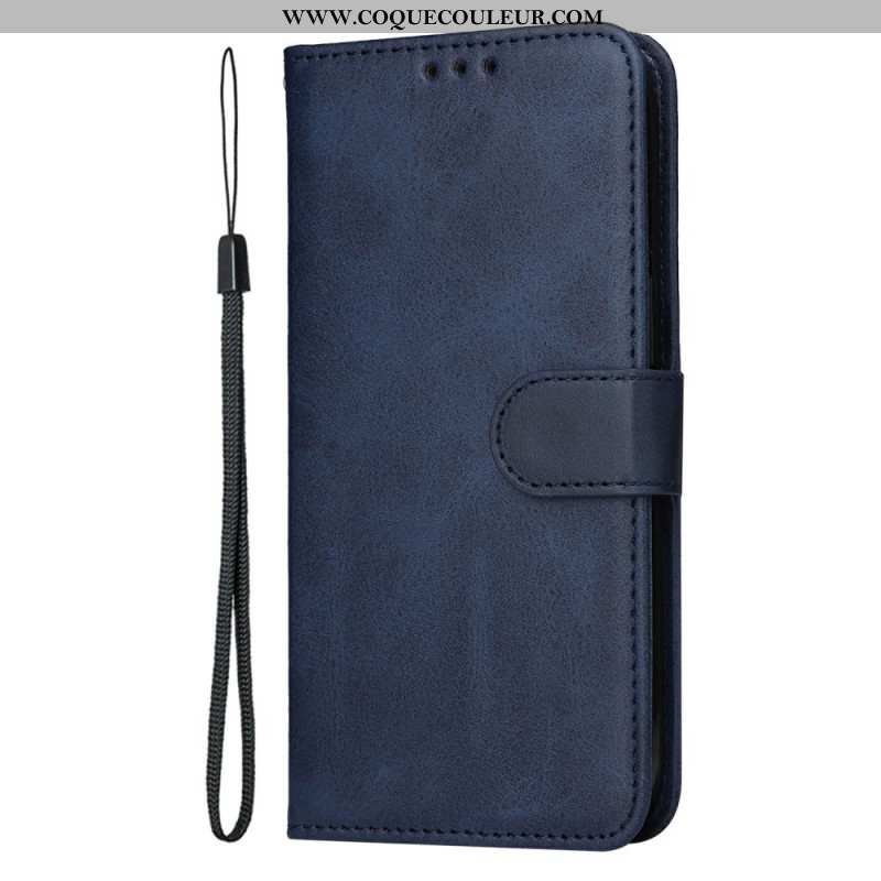 Housse Oppo Reno 13F 4G / 5G / FS 5G Simili Cuir Uni à Lanière