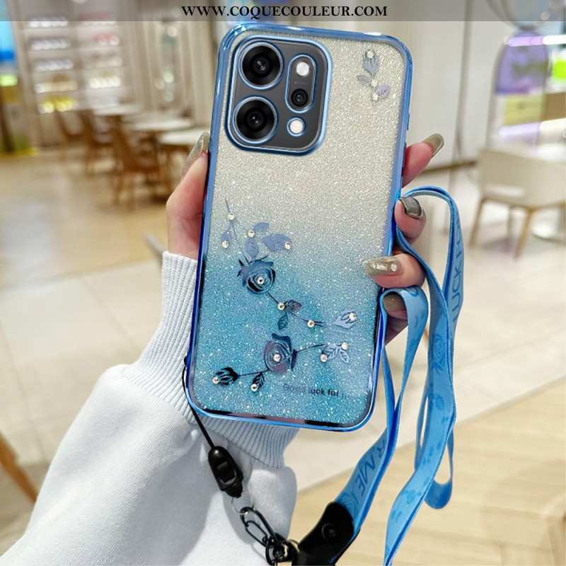 Coque Oppo Reno 14 5G Fleurs et Strass