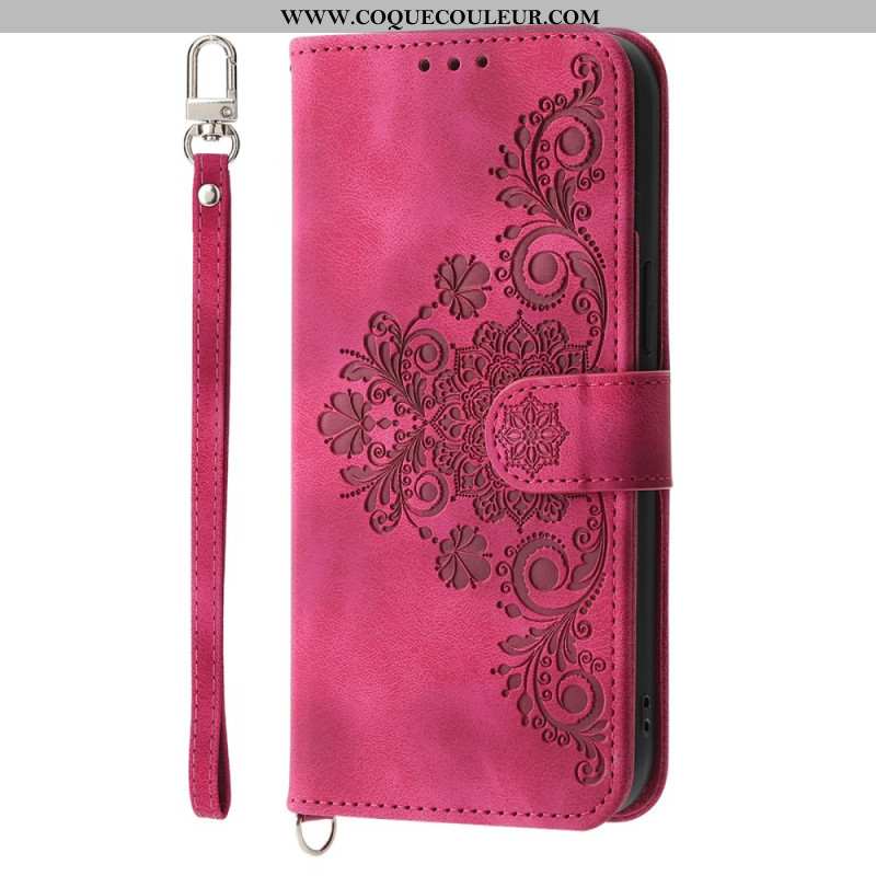 Housse Oppo Reno 14 5G Motif Floral et Sangles