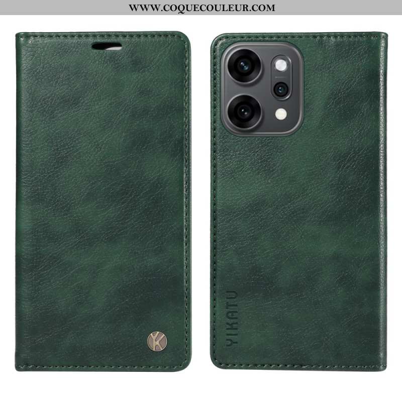 Flip Cover Oppo Reno 14 Pro 5G Simili Cuir Ciré YIKATU