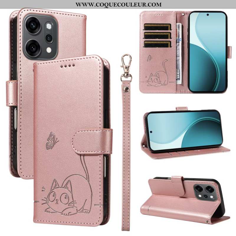 Housse Oppo Reno 14 Pro 5G Chat Graphique à Lanière