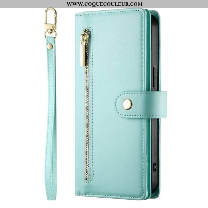 Housse Oppo Reno 14 F 5G Portefeuille avec Lanière et Bandoulière