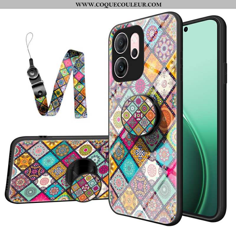 Coque Oppo Reno 14 F 5G Support et Lanière Patchwork