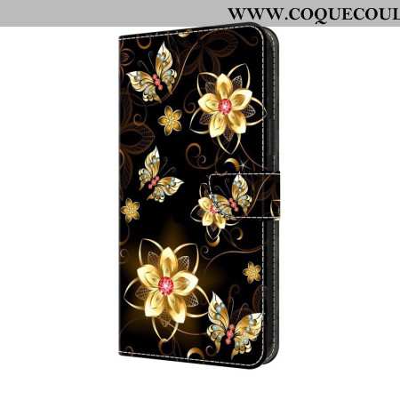 Housse Samsung Galaxy A17 4G / 5G Fleurs Dorées