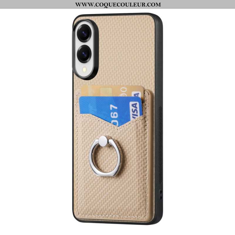 Coque Samsung Galaxy S25 Edge Fibre Carbone avec Porte-cartes et Anneau-Support