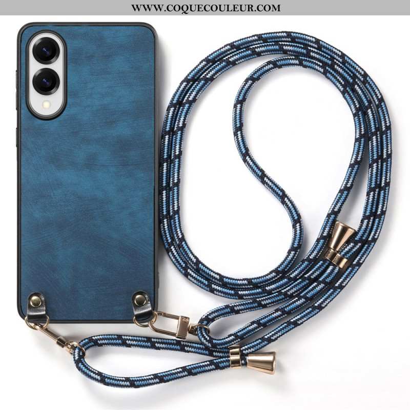 Coque à Cordon Samsung Galaxy S25 Edge Effet Cuir Vintage