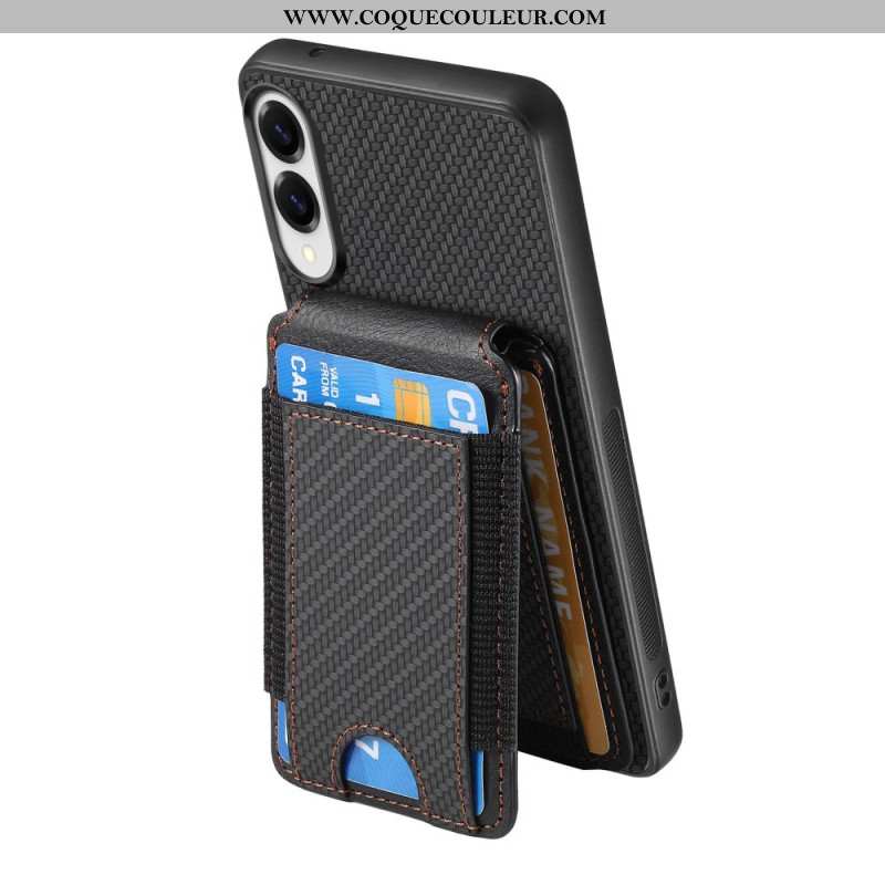 Coque Samsung Galaxy S25 Edge Fibre Carbone Premium Porte-Cartes et Support