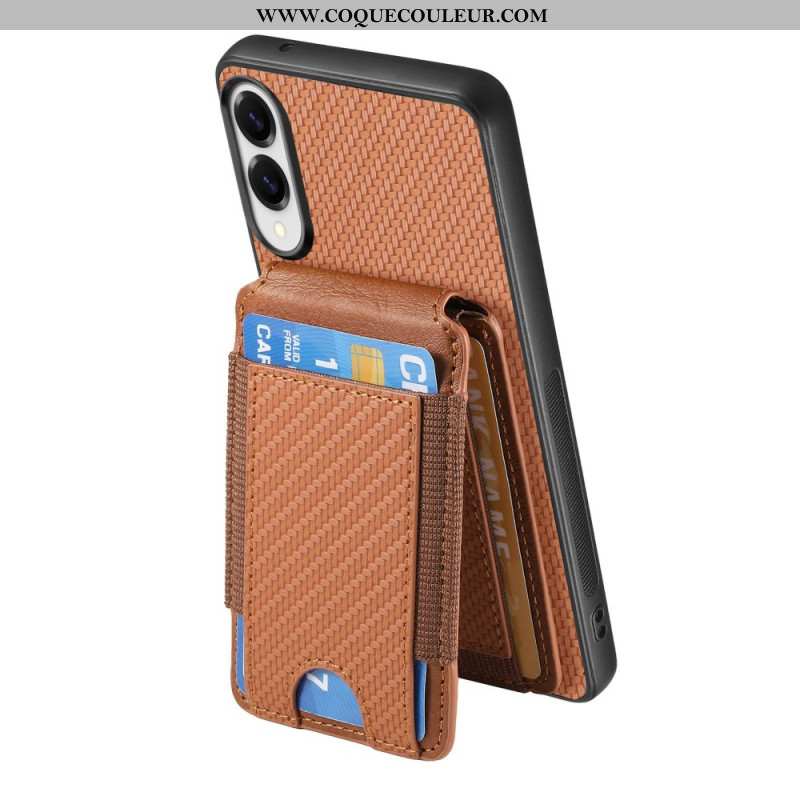 Coque Samsung Galaxy S25 Edge Fibre Carbone Premium Porte-Cartes et Support