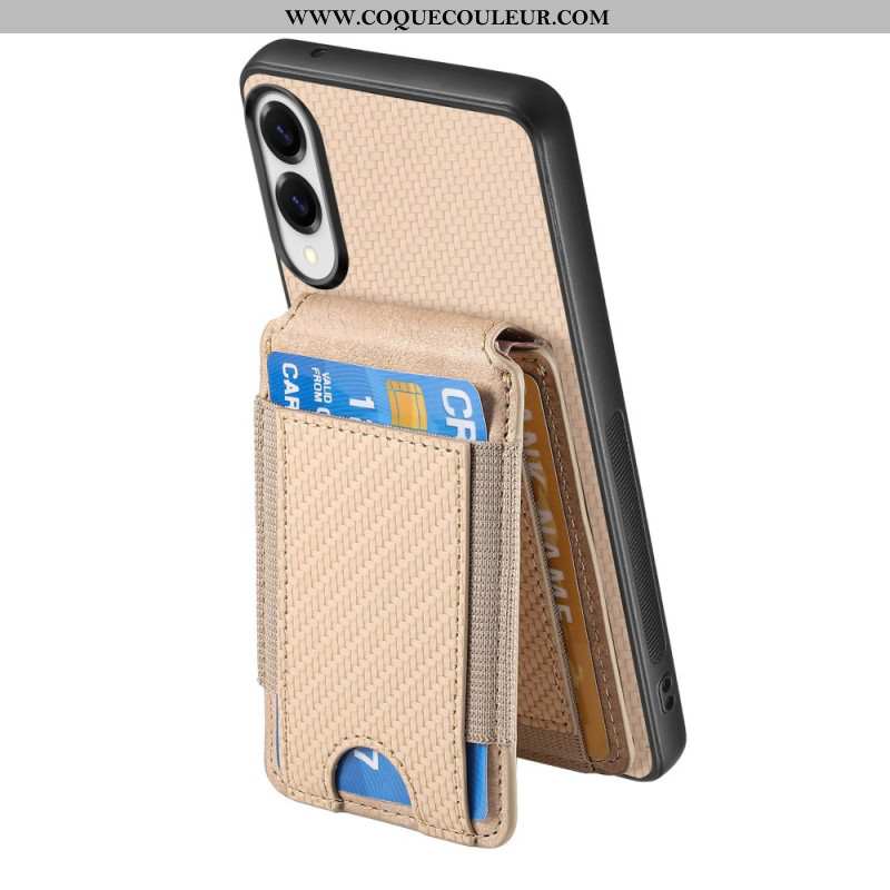 Coque Samsung Galaxy S25 Edge Fibre Carbone Premium Porte-Cartes et Support