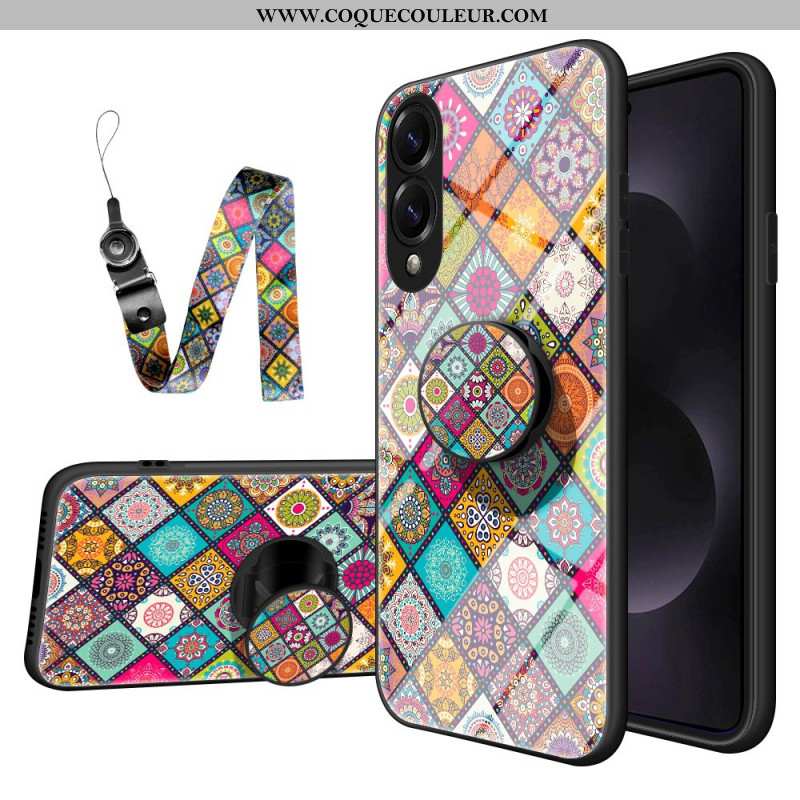 Coque Samsung Galaxy S25 Edge Support et Lanière Motif Patchwork