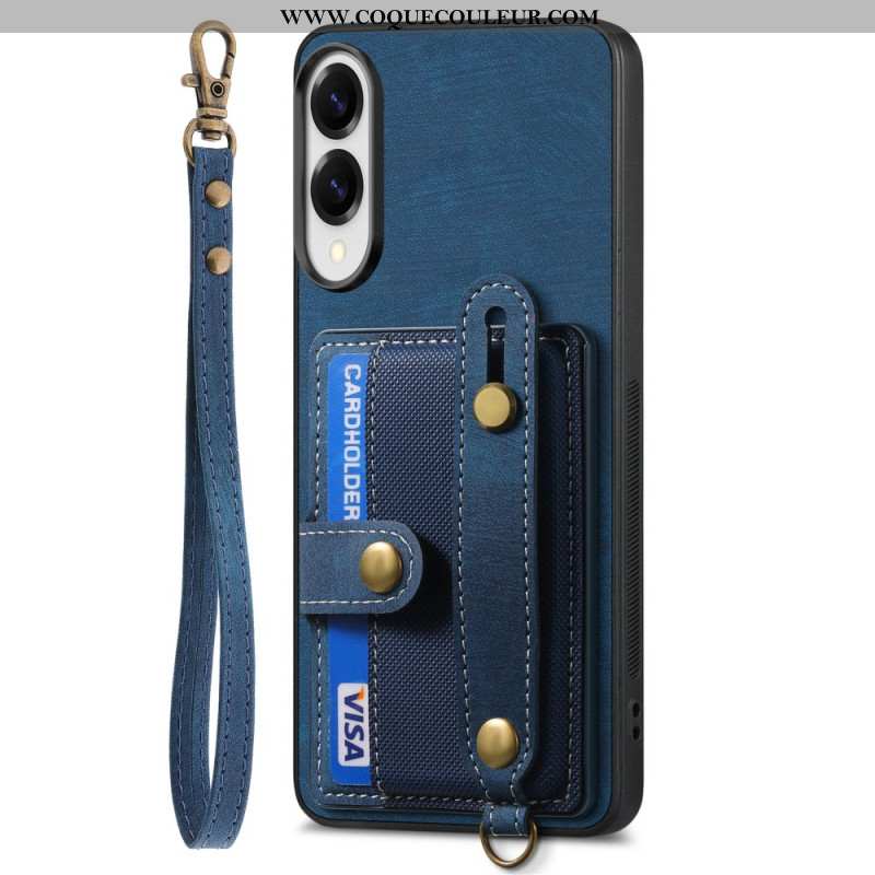 Coque Samsung Galaxy S25 Edge Rétro Porte-Cartes et Dragonne