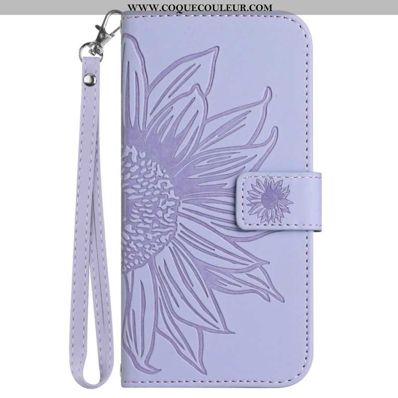 Housse Samsung Galaxy S25 Edge Empreinte Tournesol à Lanière