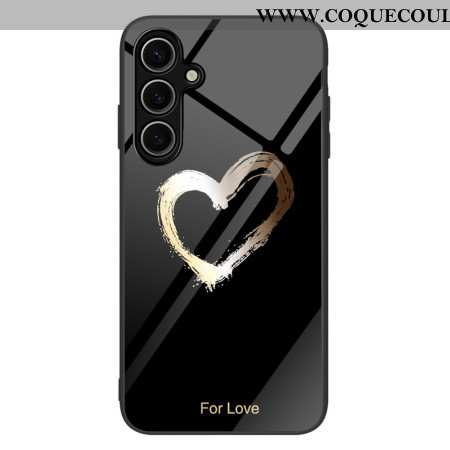 Coque Samsung Galaxy S25 5G Coeur Doré sur Fond Noir