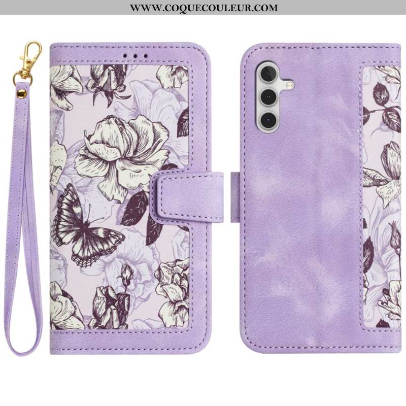 Housse Samsung Galaxy S25 5G Portefeuille Effet Floral