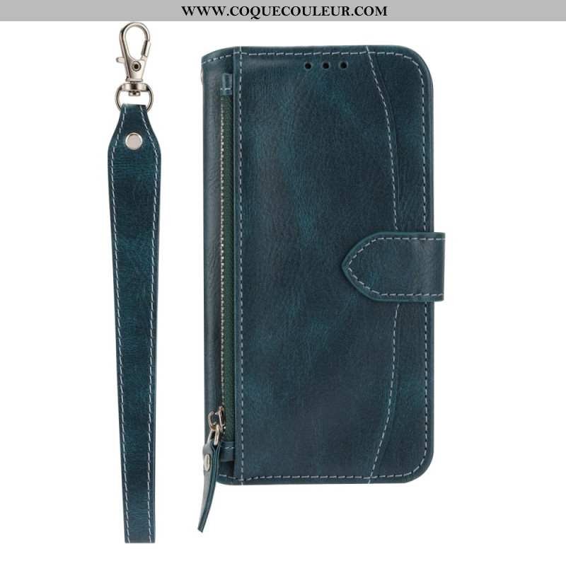 Housse Samsung Galaxy S25 5G Poche Zippée Lanière et Bandoulière