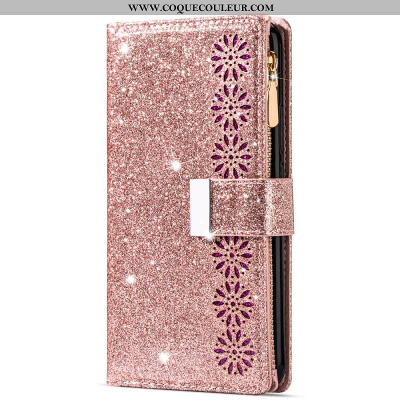 Housse Samsung Galaxy S25 5G Portefeuille Paillette