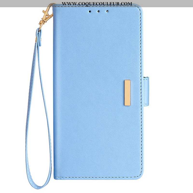 Housse Samsung Galaxy S25 5G Fermoir Style Métal à Lanière