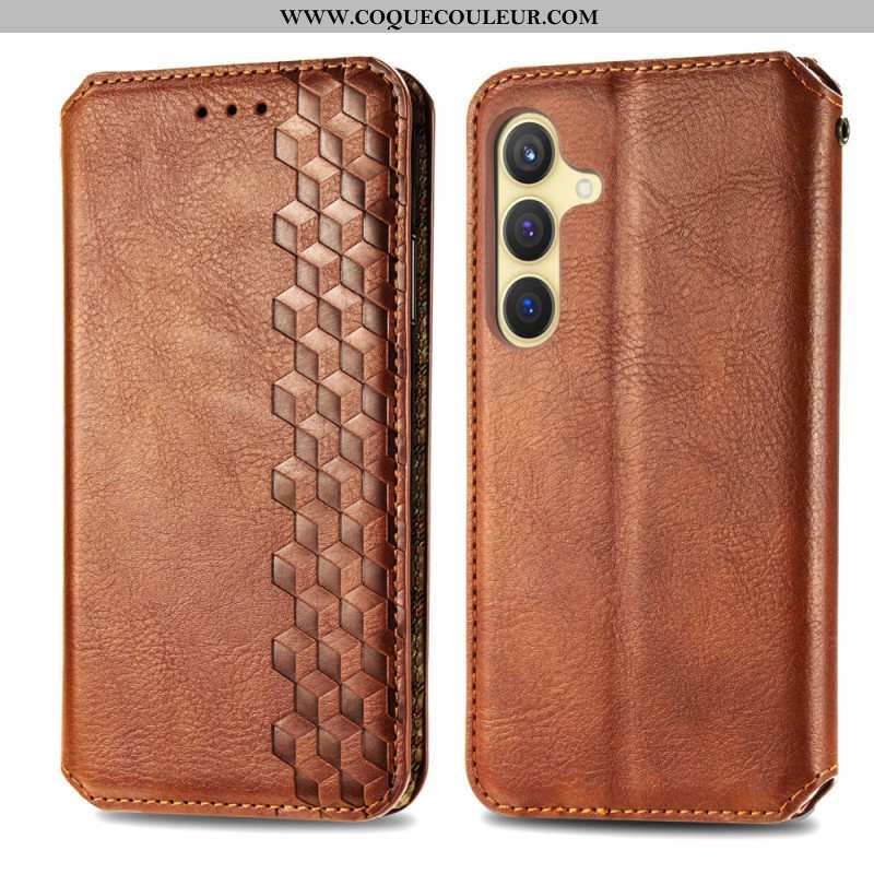 Flip Cover Samsung Galaxy S25 5G Effet Daim Frise