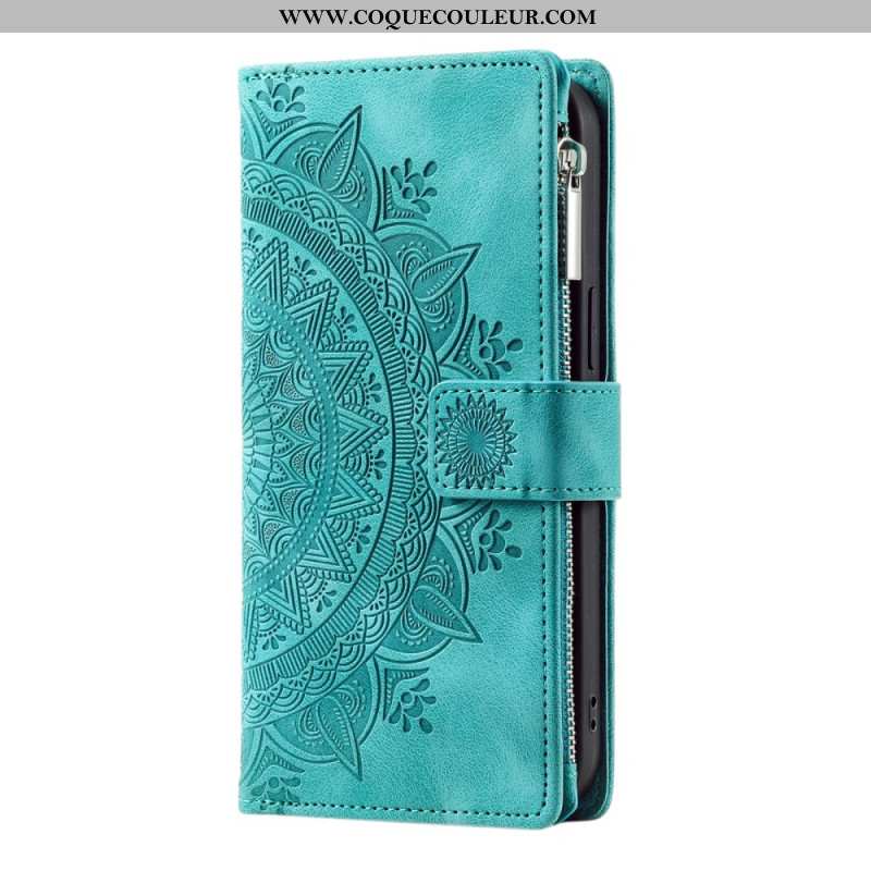 Housse Samsung Galaxy S25 5G Portefeuille Effet daim Mandala