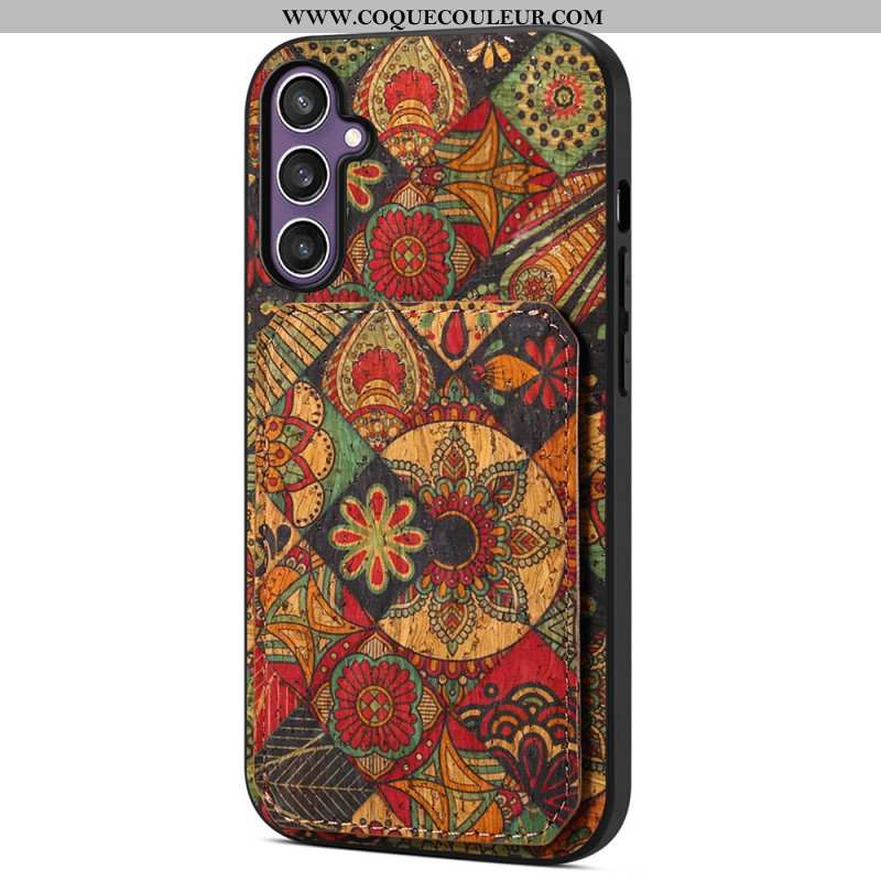 Coque Samsung Galaxy S25 5G Porte-Cartes et Support Florale