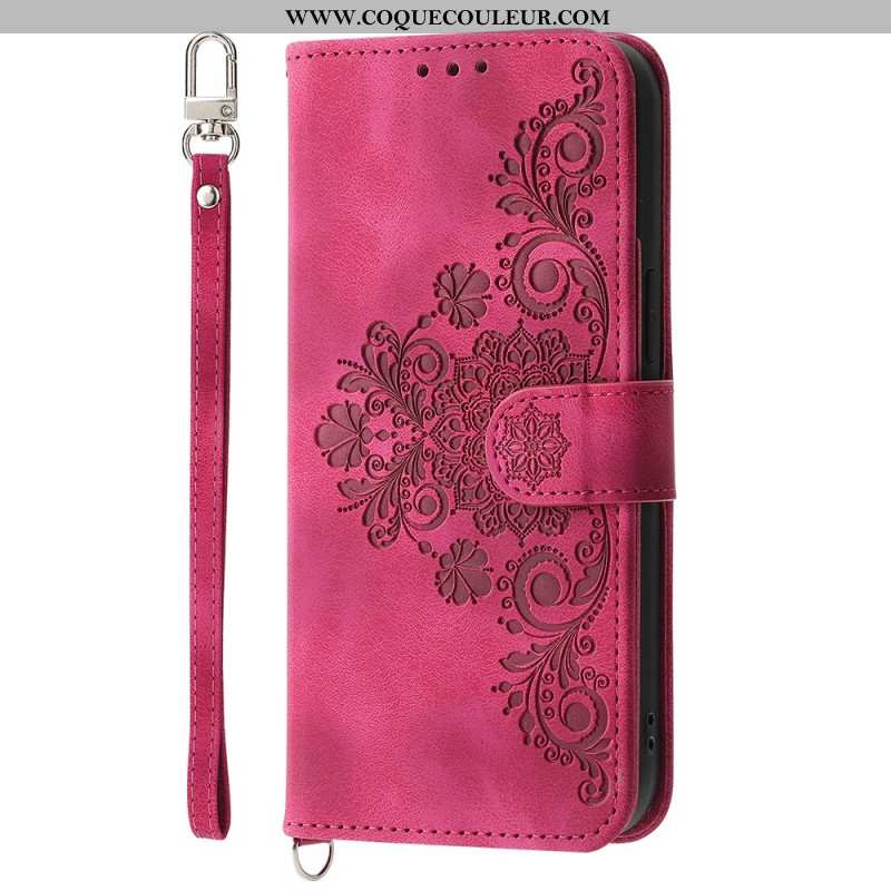 Housse Samsung Galaxy S25 FE Empreinte Dentelle avec Lanière et Bandoulière