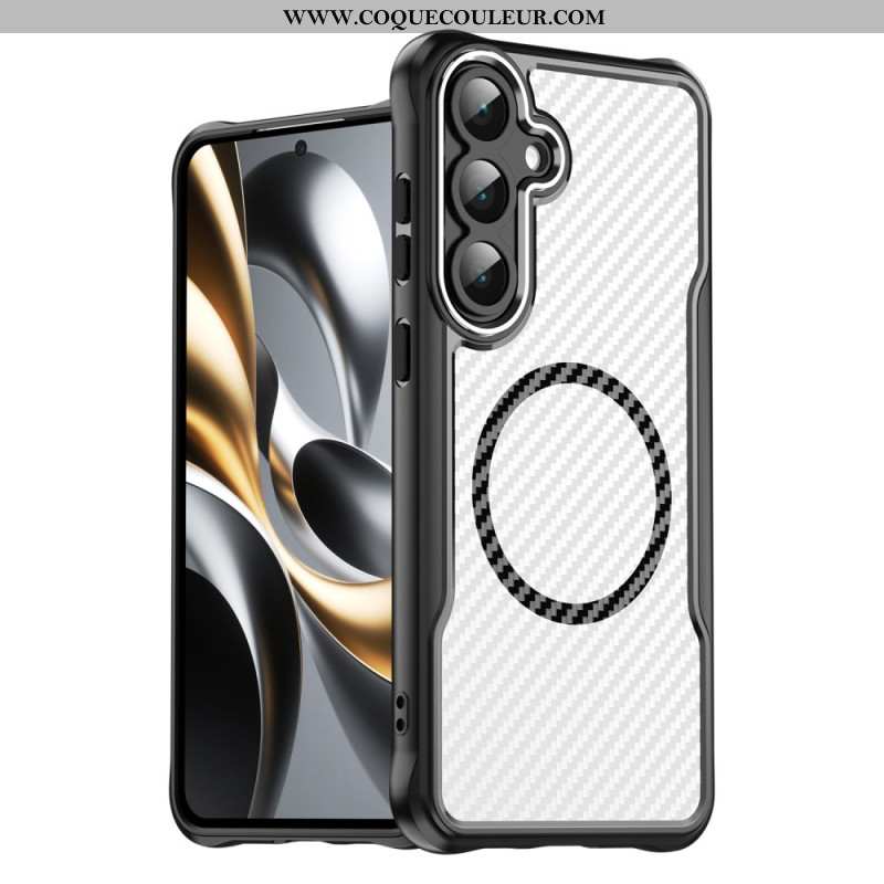 Coque Samsung Galaxy S25 FE Compatible MagSafe Texture Fibre Carbone
