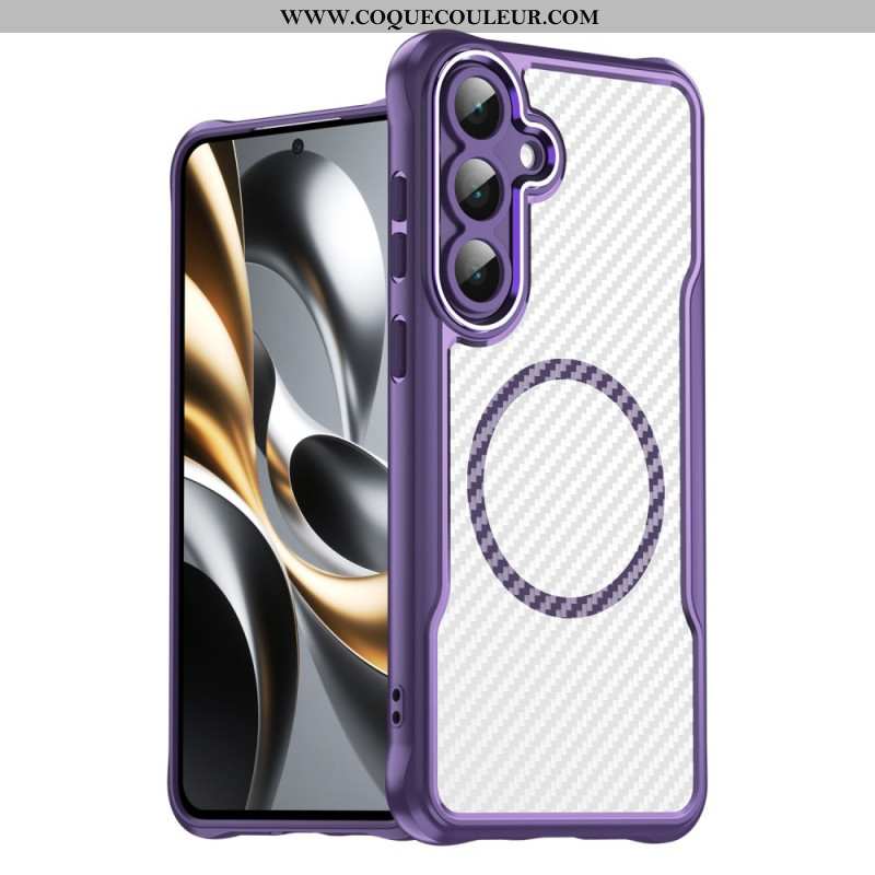 Coque Samsung Galaxy S25 FE Compatible MagSafe Texture Fibre Carbone