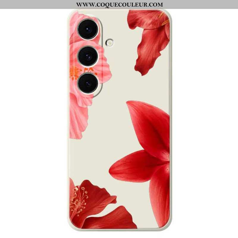 Coque Samsung Galaxy S25 FE Silicone Florale Rouge