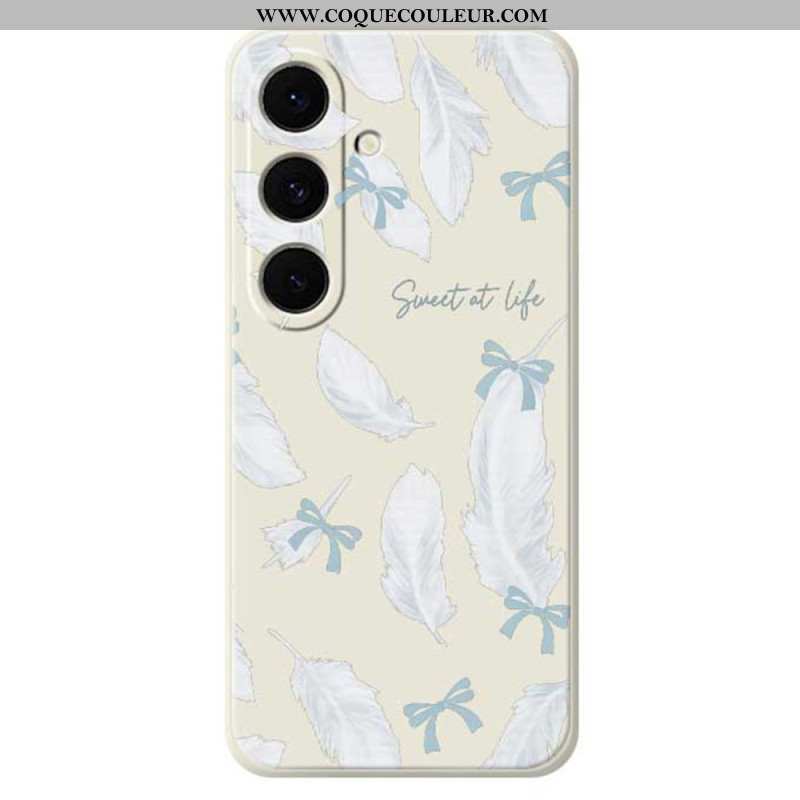 Coque Samsung Galaxy S25 FE Silicone Plumes Blanches
