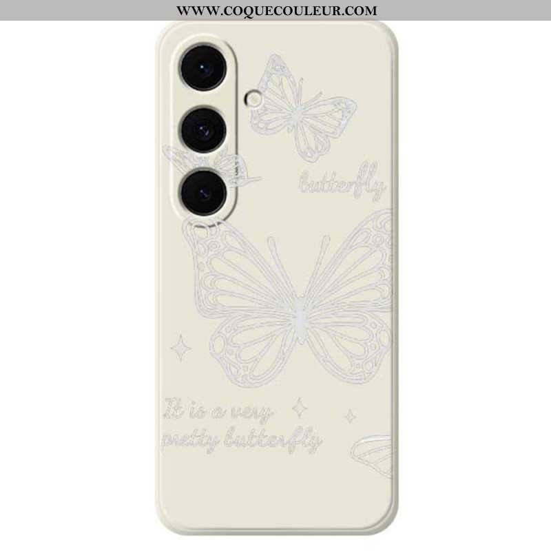 Coque Samsung Galaxy S25 FE Silicone Papillon Blanc
