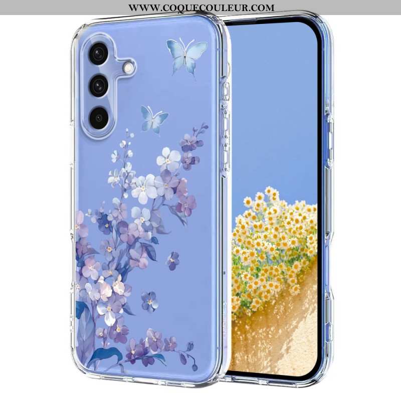 Coque Samsung Galaxy S25 FE Transparente Fleurettes et Papillons