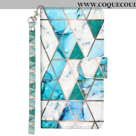 Housse Samsung Galaxy S25 FE Marbre Bleu à Lanière