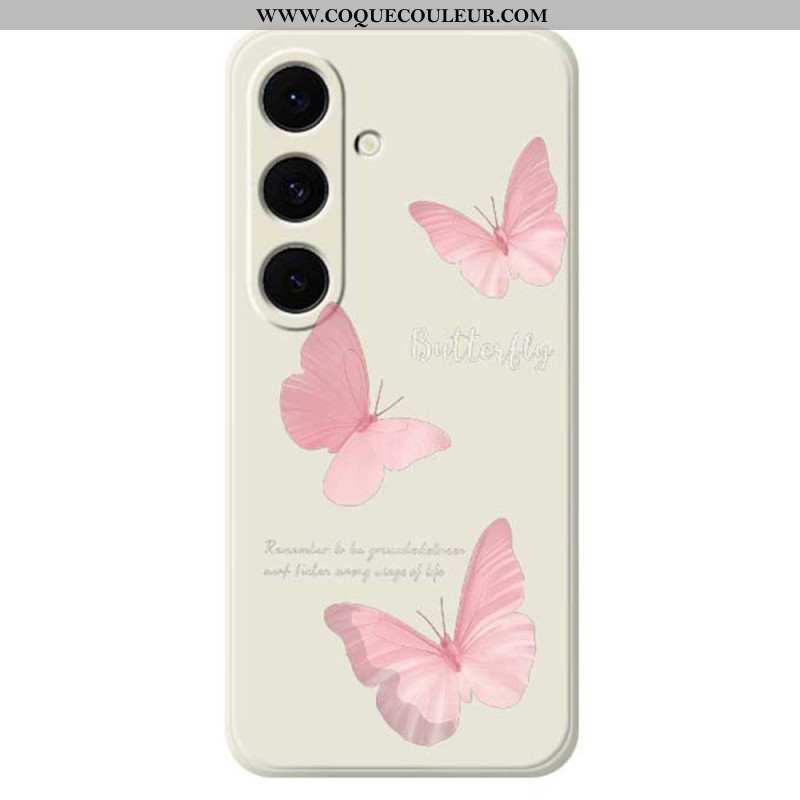 Coque Samsung Galaxy S25 FE Silicone Papillons Roses