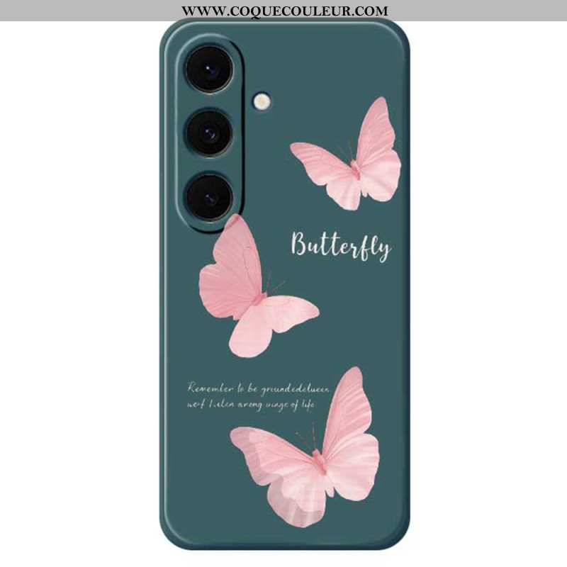 Coque Samsung Galaxy S25 FE Silicone Papillons Roses