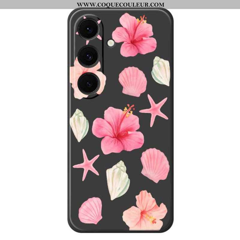Coque Samsung Galaxy S25 FE Silicone Fleurs et Coquillages