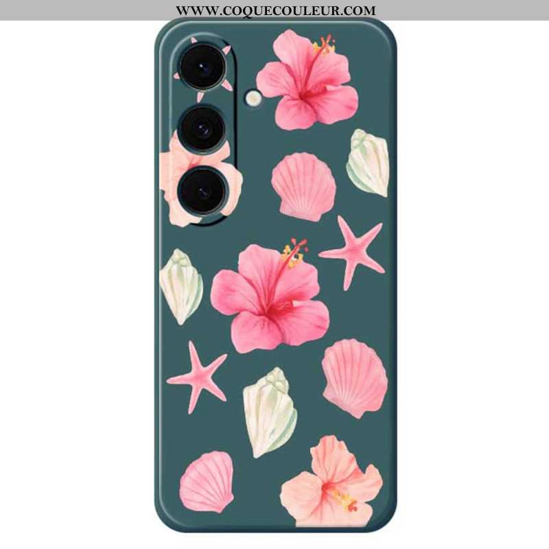 Coque Samsung Galaxy S25 FE Silicone Fleurs et Coquillages