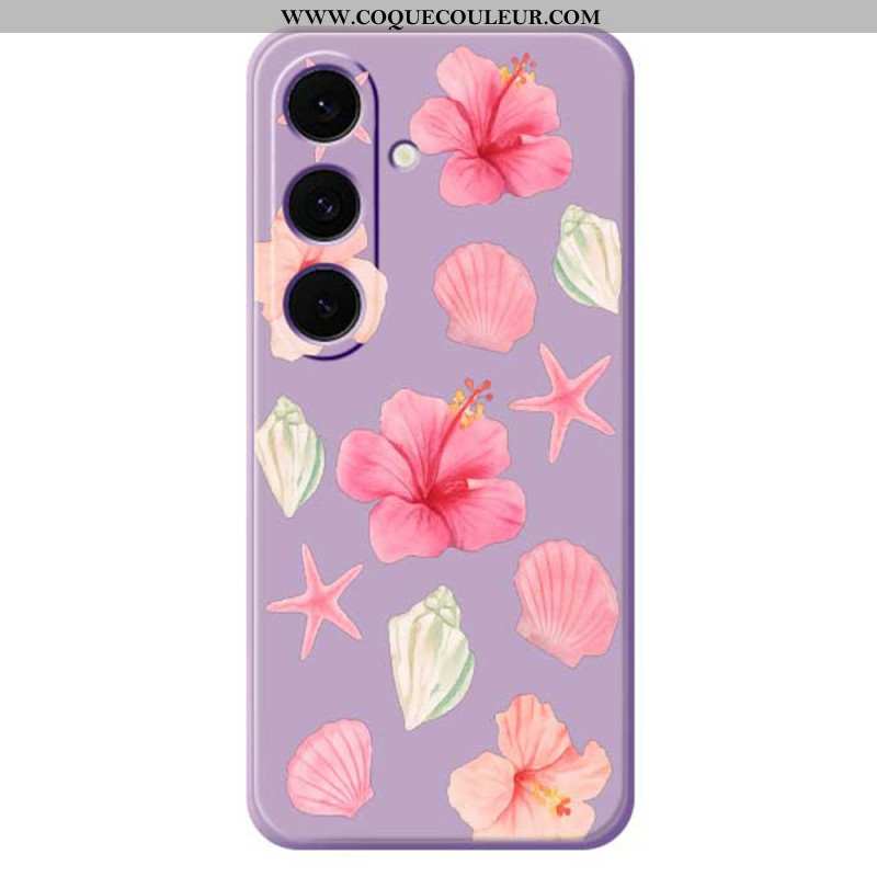 Coque Samsung Galaxy S25 FE Silicone Fleurs et Coquillages