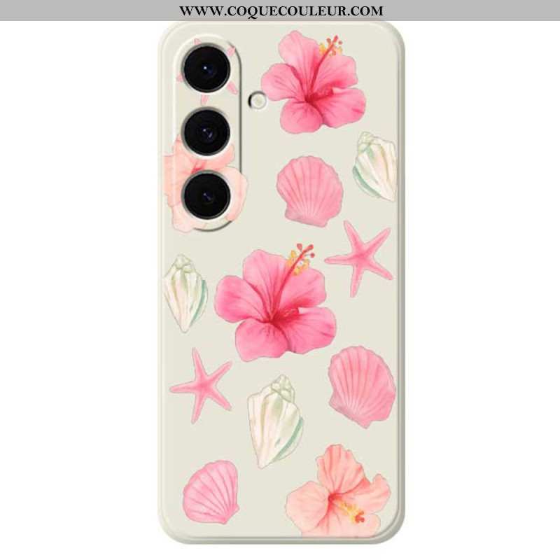 Coque Samsung Galaxy S25 FE Silicone Fleurs et Coquillages