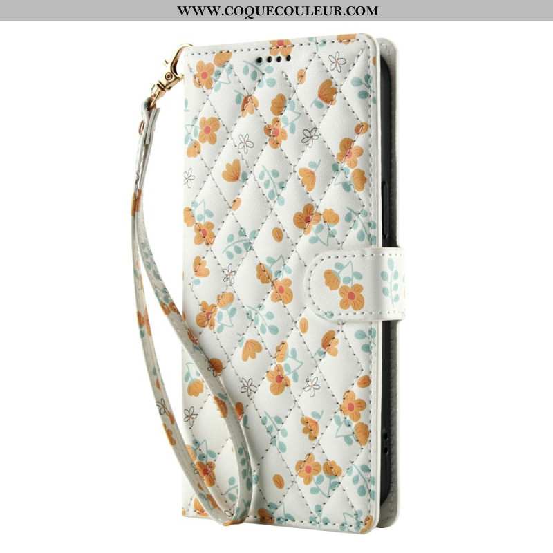 Housse Samsung Galaxy S25 FE Fleurettes à Lanière