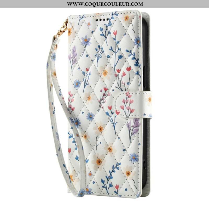 Housse Samsung Galaxy S25 FE Fleurettes à Lanière