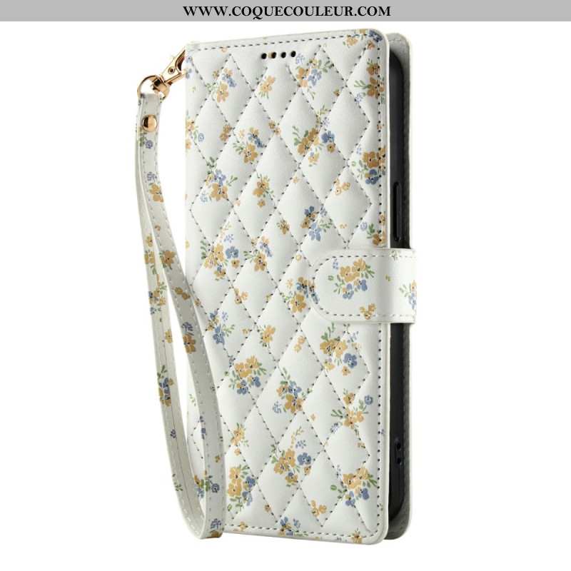 Housse Samsung Galaxy S25 FE Fleurettes à Lanière